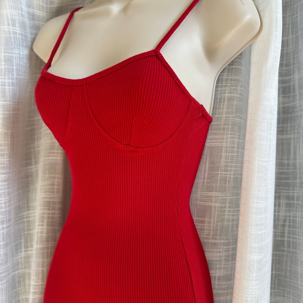 🔥 Hot Miami Styles Red Ribbed Bodycon size SM